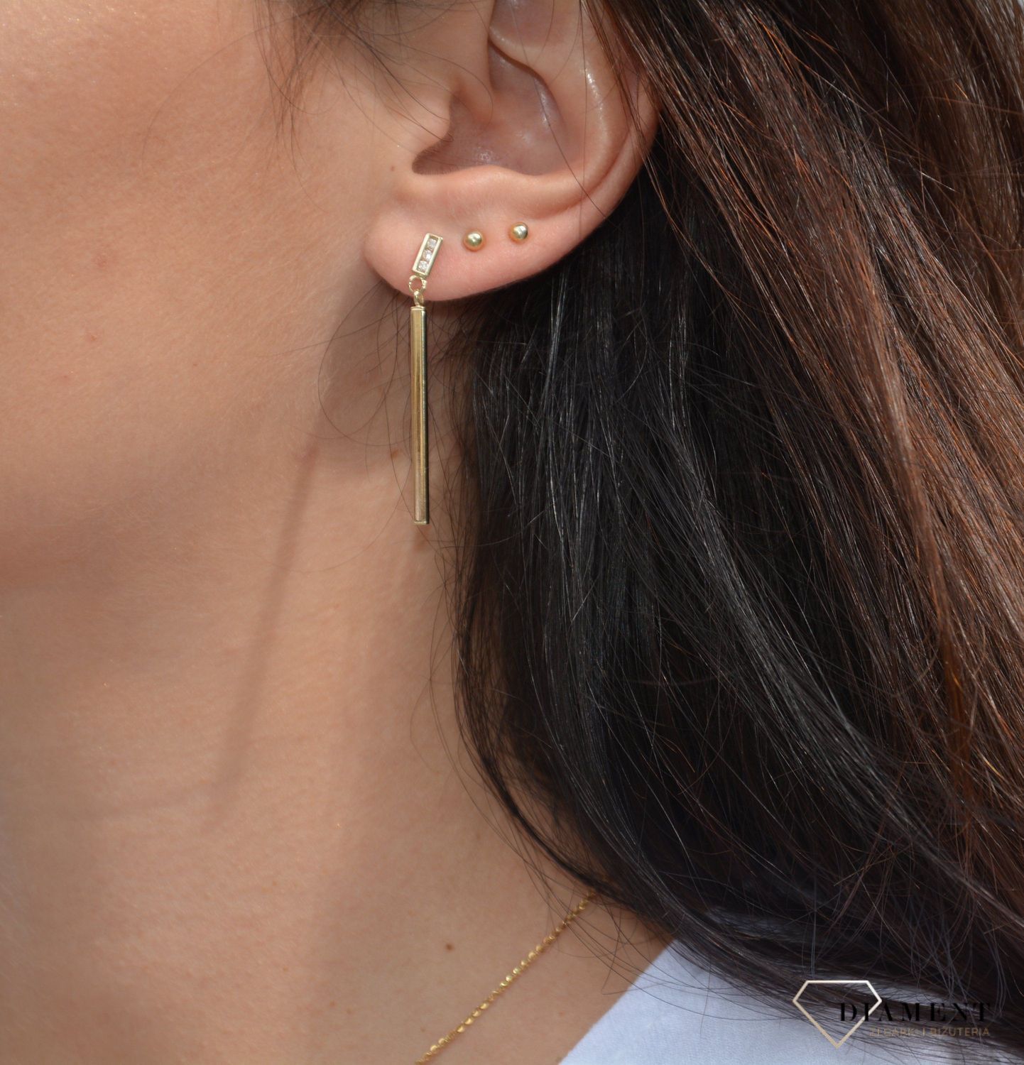 Kolczyki złote wiszące 333 pałeczki KL 9462.jpg